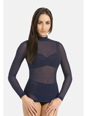 Teyli Teyli Bluzka damski z siateczki Glamour Niebieski Standard Fit