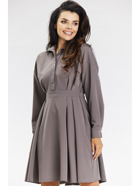 Awama Awama Sukienka A668 Beżowy Basic Fit