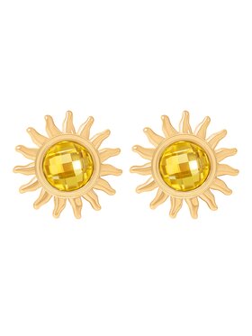Lilou Lilou Naušnice Soleil z żółtym szkłem kryształowym, pozłacane Zlatá