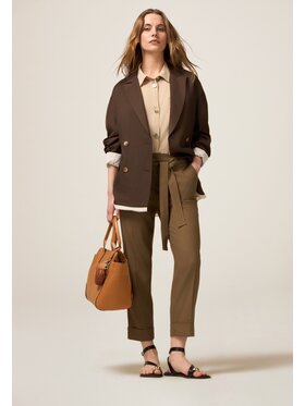 Oltre Oltre Pantaloni di tessuto P073R108615N022 Verde Regular Fit