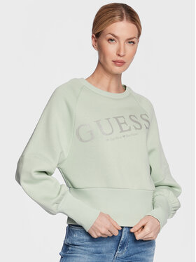 Guess Guess Džemperis ar kapuci Agacia W3RQ11 KB683 Zaļš Regular Fit