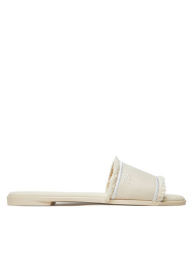 Tommy Hilfiger Tommy Hilfiger Klapki Fringe Canvas Flat Sandal FW0FW08908 Beżowy