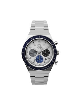 Timex Timex Ročna ura Q Timex® Chronograph TW2Y36200 Srebrna