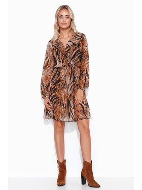 Makadamia Makadamia Sukienka codzienna M763 Brązowy Comfort Fit