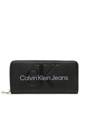 Calvin Klein Jeans Calvin Klein Jeans Голям дамски портфейл Sculpted Mono Zip Around Mono K60K607634 Черен