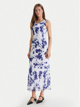 Calvin Klein Calvin Klein Večerné šaty Printed Chiffon Sl Cowl LV044F029G Biela Regular Fit