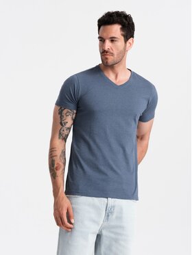 Ombre Ombre T-Shirt OM-TSBS-0145 Granatowy Regular Fit