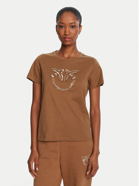 PINKO PINKO T-Shirt Quentin 100535 A2RN Hnědá Regular Fit