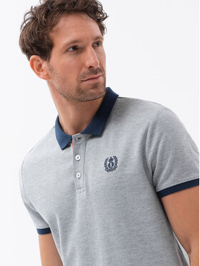 Ombre Ombre Polo OM-POSS-0105 Szary Regular Fit