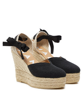 Manebi Espadrile La Havana Heart-Shaped Wedge Espadrilles O 7.9 WH Crna