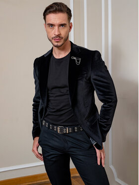 VILLARO VILLARO Marynarka MAR106 Czarny Slim Fit
