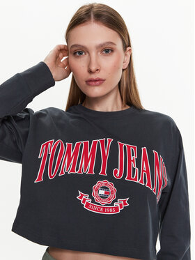 Tommy Jeans Majica Collegiate DW0DW15575 Siva Cropped Fit