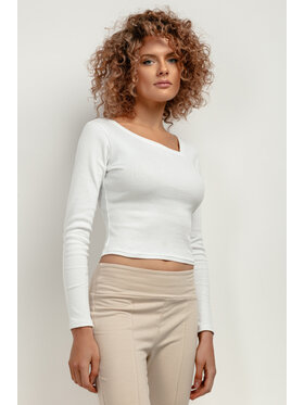 Tessita Tessita Bluzka T420/1/M Biały Slim Fit