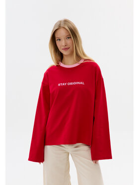 Mirons Mirons Longsleeve Print Czerwony Regular Fit