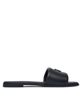 Tommy Hilfiger Tommy Hilfiger Klapki Th Logo Hardware Leather Mule FW0FW09292 Granatowy