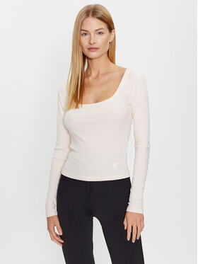Guess Guess Bluză V3BP12 K8RT2 Écru Slim Fit