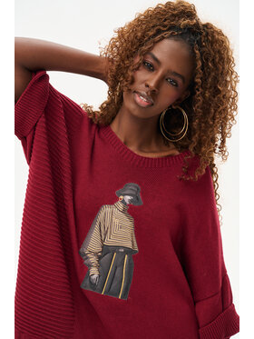 blue shadow blue shadow Sweter Likola Czerwony Regular Fit
