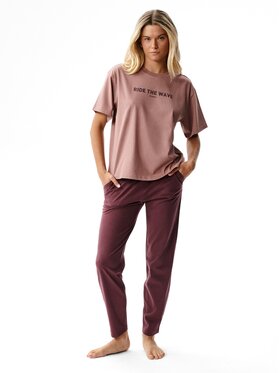 Atlantic Atlantic Piżama Ride the Wave Peach Effect Bordowy Regular Fit