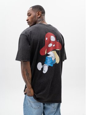 Smerfy Smerfy T-Shirt Luźna szeroka acid 117237 Czarny Oversize