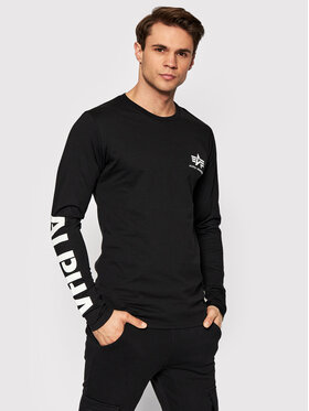 Alpha Industries Alpha Industries Longsleeve Print Heavy 116570 Czarny Regular Fit