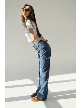 Chiara Wear Chiara Wear Jeansy Spodnie jeansowe z rozdarciem STRAIGHT damskie Niebieski Straight Fit