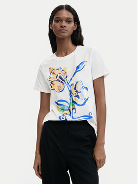 Desigual Desigual T-krekls Zurich 26SWTK38 Balts Regular Fit