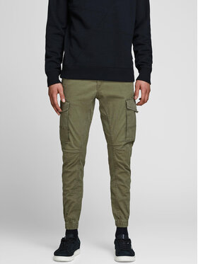 Jack&Jones Jack&Jones Kalhoty z materiálu Paul Flake 12141844 Zelená Tapered Fit