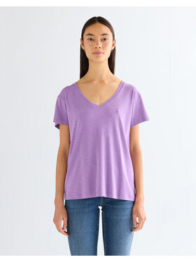 Wrangler Wrangler T-Shirt EASY V NECK Fioletowy Regular Fit
