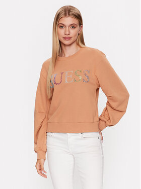 Guess Guess Majica dugih rukava Logo W3GQ09 KBK32 Smeđa Relaxed Fit