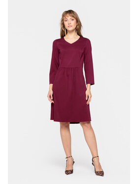 EMOI EMOI Sukienka codzienna bordowa z wiskozy Bordowy Feminine Fit