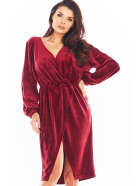 Awama Awama Vestito di maglia A406 Bordeaux Basic Fit