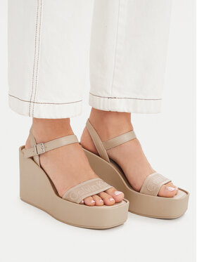 Calvin Klein Calvin Klein Sandali Wedge 70 Sndl Webbing Lth HW0HW02882 Bež