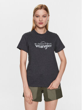 Wrangler Wrangler Тишърт Logo Tee WC5FGEB00 112326375 Сив Regular Fit