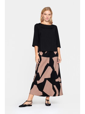 EMOI EMOI Spódnica midi w czarno-beżowy wzór Czarny Feminine Fit