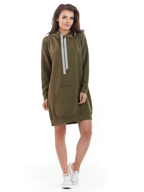 Awama Awama Sukienka dzianinowa A212 Khaki