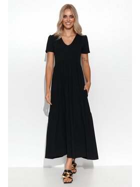 Makadamia Makadamia Sukienka codzienna M549 Czarny Comfortable Fit