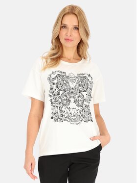 Perso Perso T-Shirt TCE240246F Écru Regular Fit