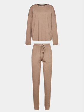 Selmark Selmark Комплект пуловер и платнени панталони Tricot P7773 Кафяв Regular Fit