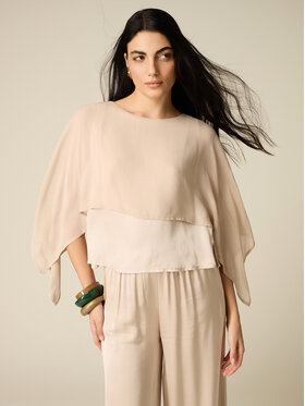 Oltre Oltre Bluzka 2090J000870N002 Kremowy Cropp Fit