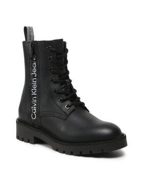 Calvin Klein Jeans Calvin Klein Jeans Polokozačky Combat Mid Laceup Boot Zip Wn YW0YW01035 Černá