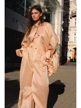 Epuzer Epuzer Spodnie materiałowe Nude transparent organza Beżowy Loose Leg
