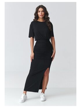Makadamia Makadamia Sukienka codzienna M930 Czarny Fitted Fit
