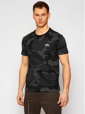 Alpha Industries Alpha Industries T-Shirt Basic T Small Logo Camo 188505C Szary Regular Fit