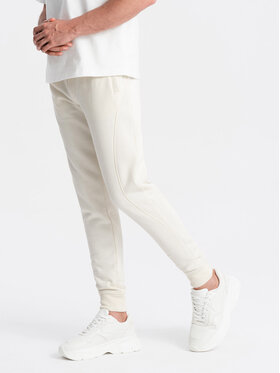 Ombre Ombre Joggers kalhoty OM-PABS-0174 Bílá Regular Fit
