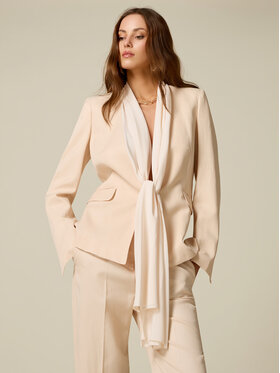 Oltre Oltre Marynarka Q013R004636N002 Kremowy Regular Fit