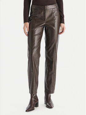 Vero Moda Vero Moda Hlače iz umetnega usnja Vips 10336342 Rjava Straight Fit