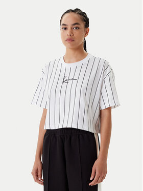 Karl Kani Karl Kani Marškinėliai Small Signature Essential Pinstripe 6137879 Balta Relaxed Fit
