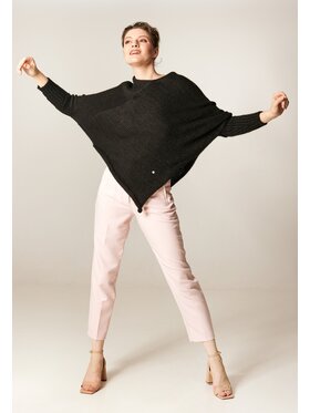YOU by Tokarska YOU by Tokarska Sweter Otulające ponczo Czarny Regular Fit