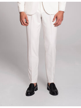 Borgio Borgio Spodnie garniturowe lido_01_biale Biały Slim Fit