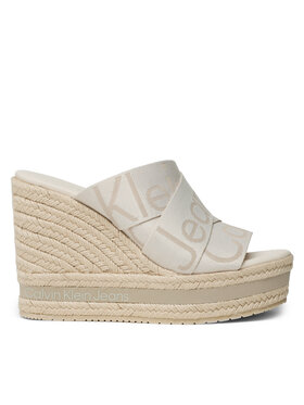 Calvin Klein Jeans Espadrile Wedge Sandal Webbing YW0YW00961 Écru